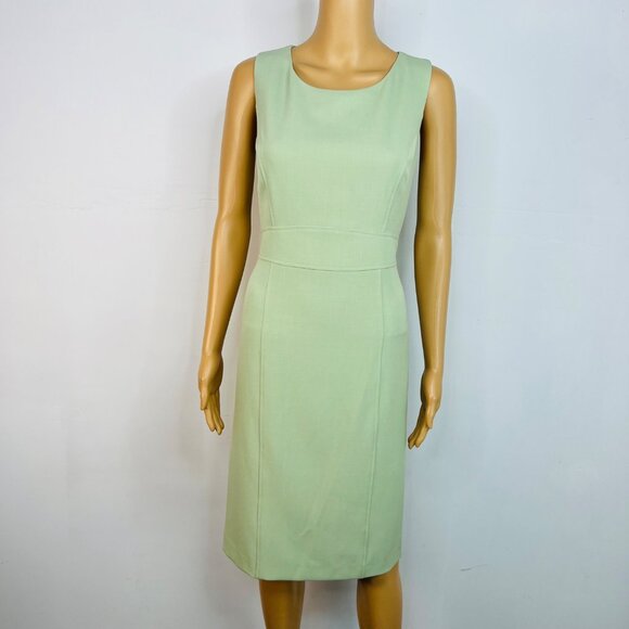 Kasper 2PC Midi Dress Suit Size 6 Lemon Green Professional Look Sleek Elegant - Picture 4 of 10